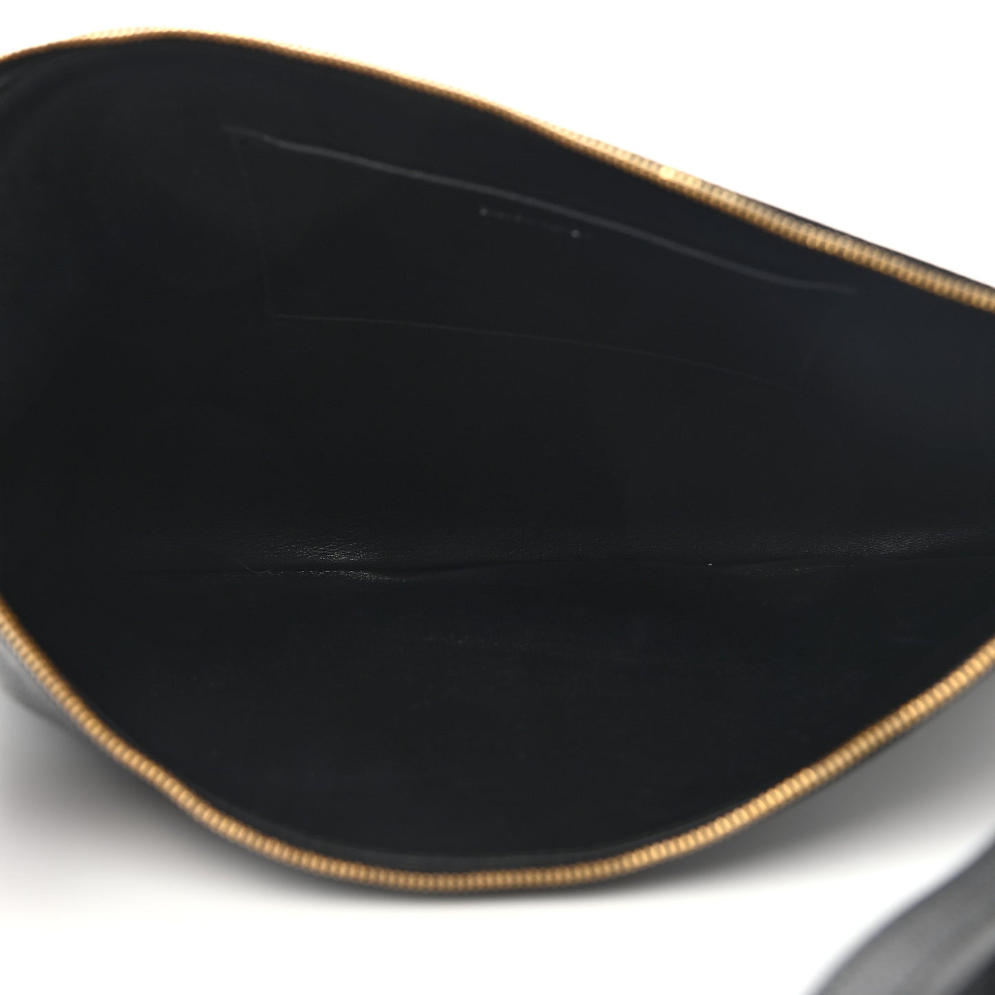 Textured Calfskin Logo Large Cash Pouch With Handle Black White
