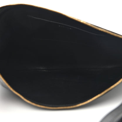 Balenciaga Textured Calfskin Logo Large Cash Pouch With Handle Black White 5 of 6