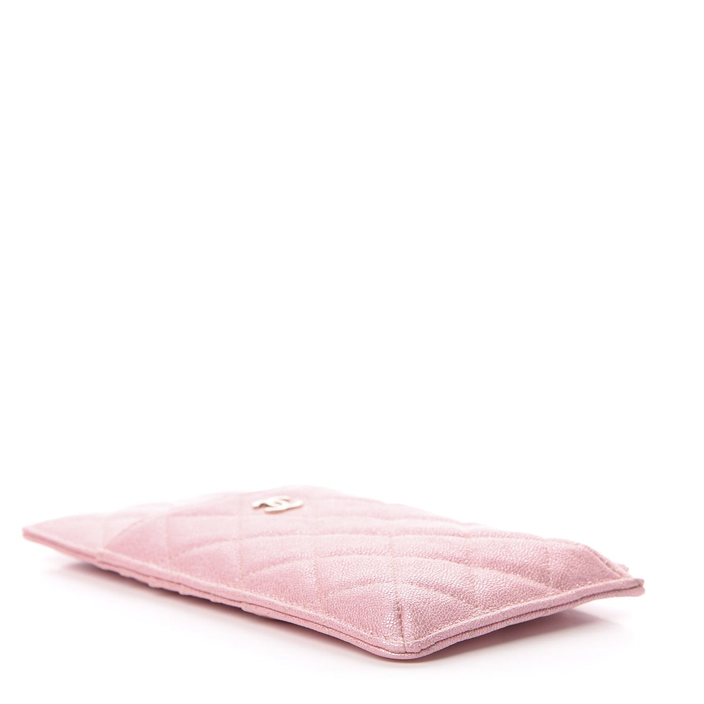 Iridescent Caviar Quilted Classic iPhone Pouch Rose Pink