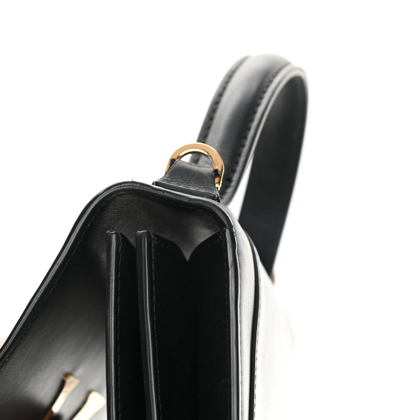 Vitello Barocco Virtus Small Top Handle Shoulder Bag Black