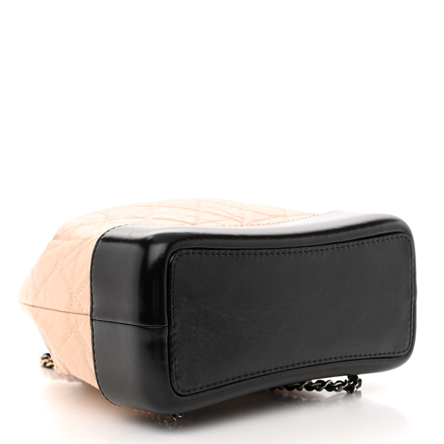 Aged Calfskin Quilted Small Gabrielle Backpack Beige Black