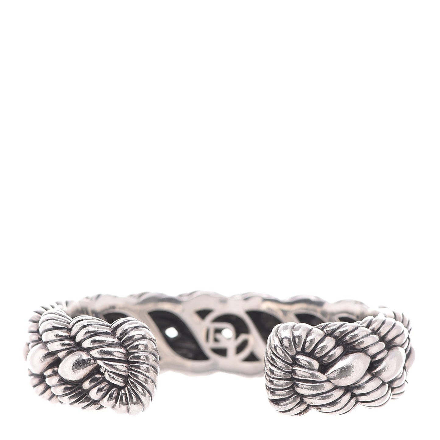 Stainless Steel Sterling Silver Woven Cable Cuff M
