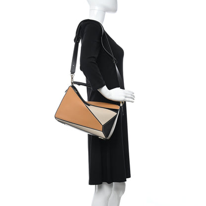 Loewe Grained Calfskin Medium Puzzle Bag Amber Light Oat 2 of 10