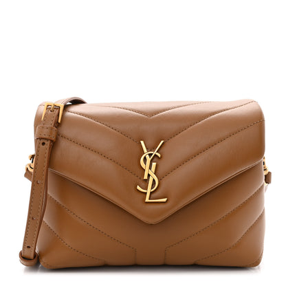 Saint Laurent Calfskin Y Quilted Monogram Toy Loulou Crossbody Bag Dark Natural 1 of 10