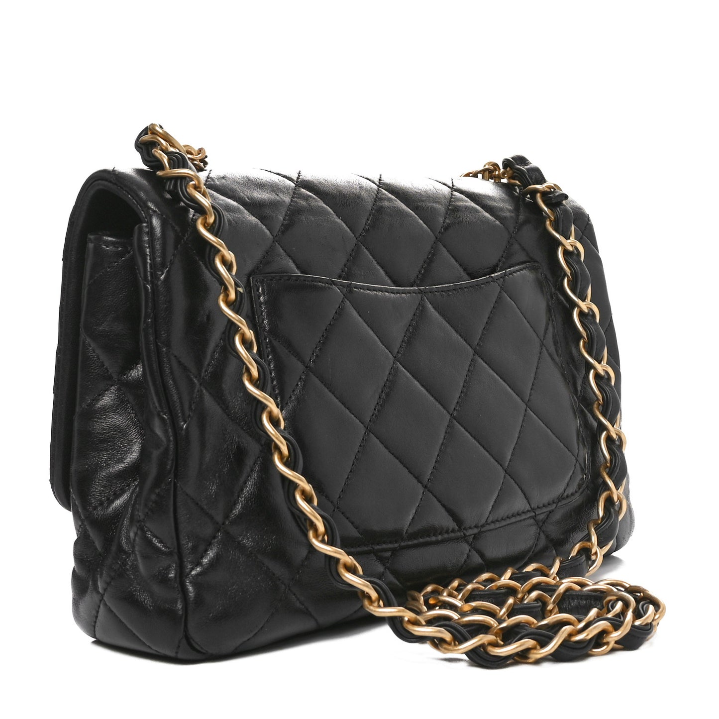 Lambskin Quilted Fancy Jewel Flap Black