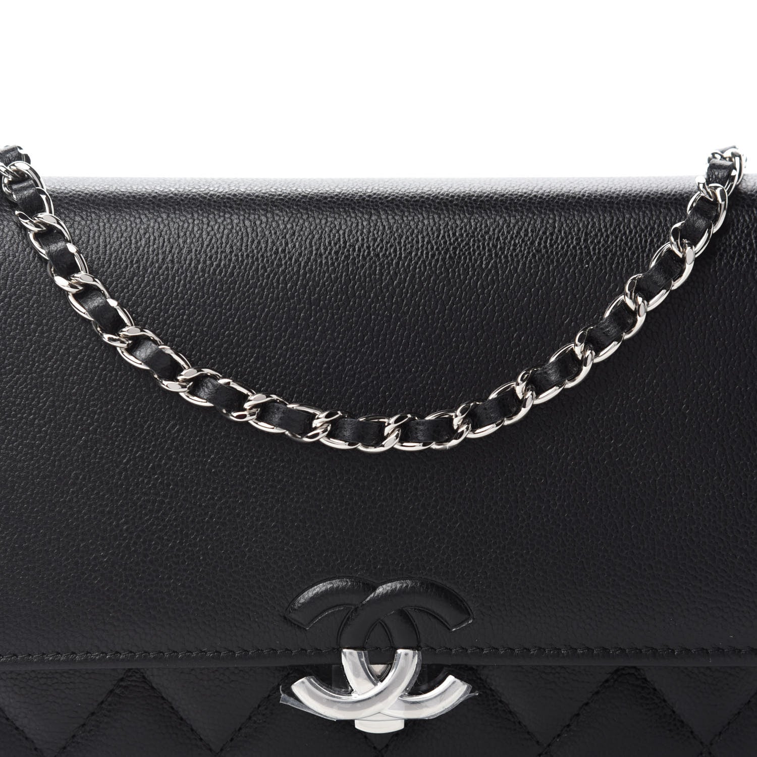 Chanel Grained Calfskin Quilted CC Box Wallet On Chain WOC Black 11 of 12