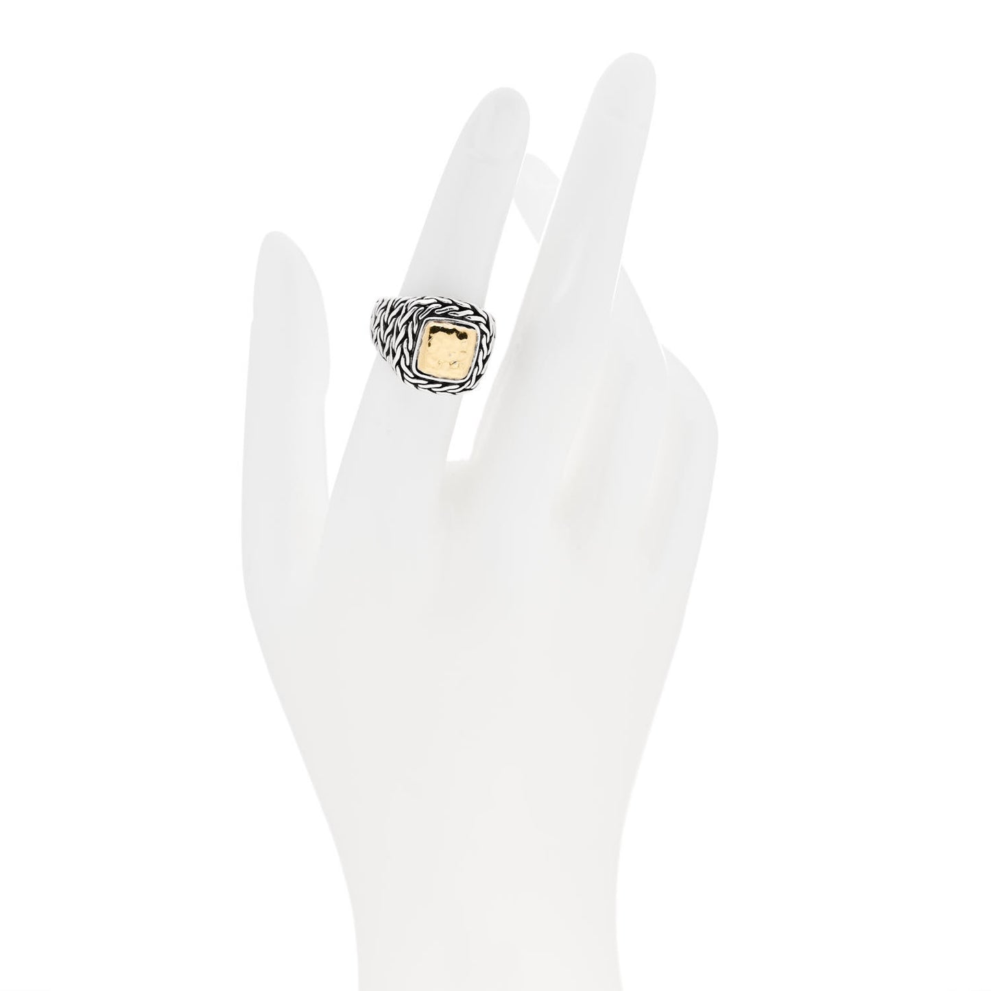 Sterling Silver 22K Yellow Gold Palu Hammered Ring 51 5.75