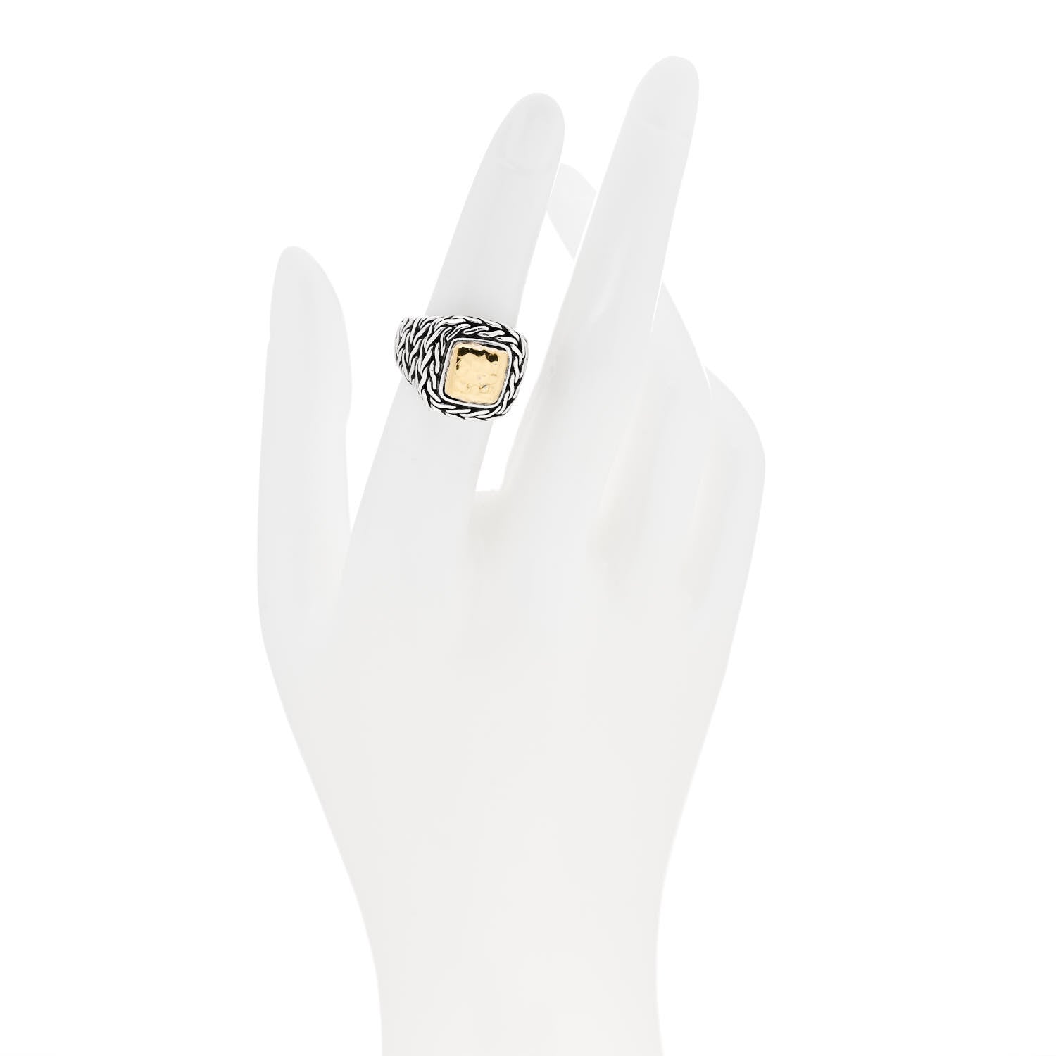 John Hardy Sterling Silver 22K Yellow Gold Palu Hammered Ring 51 5.75 2 of 5