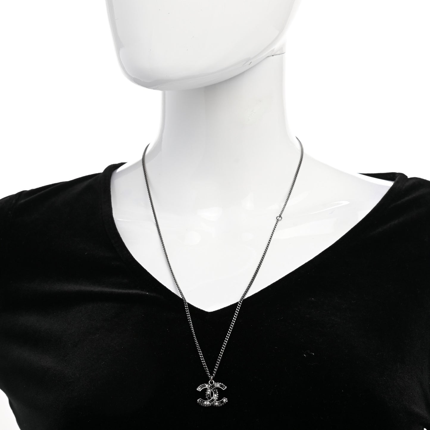 Ruthenium Baguette Crystal CC Necklace Silver Black