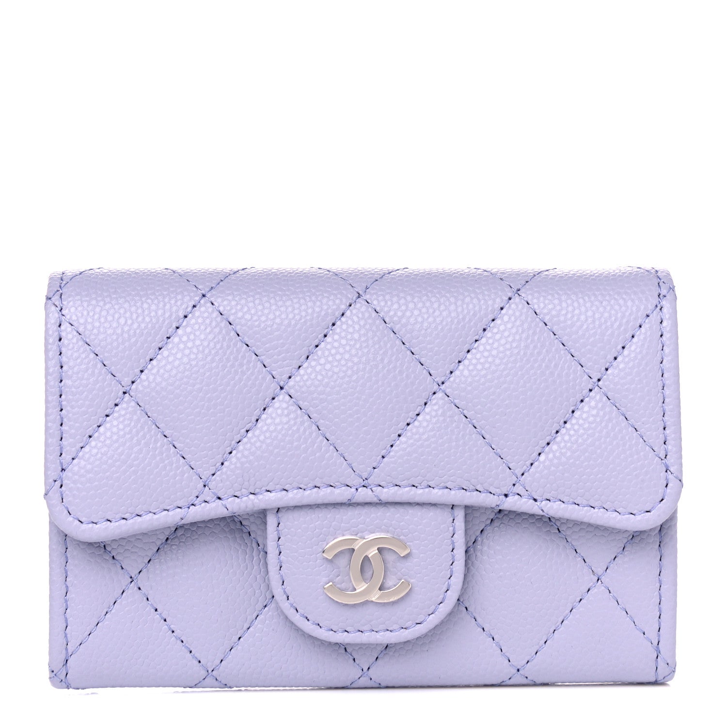 Chanel Caviar Quilted Flap Card Holder Wallet Light Purple 1 of 9