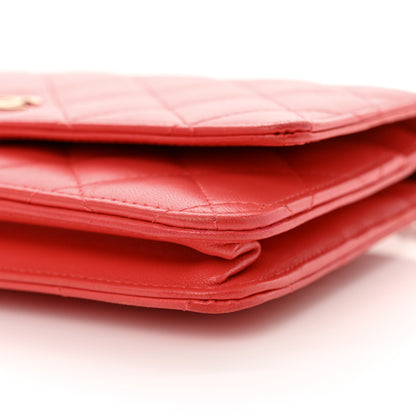 Chanel Lambskin Quilted Wallet On Chain WOC Red 11 of 13