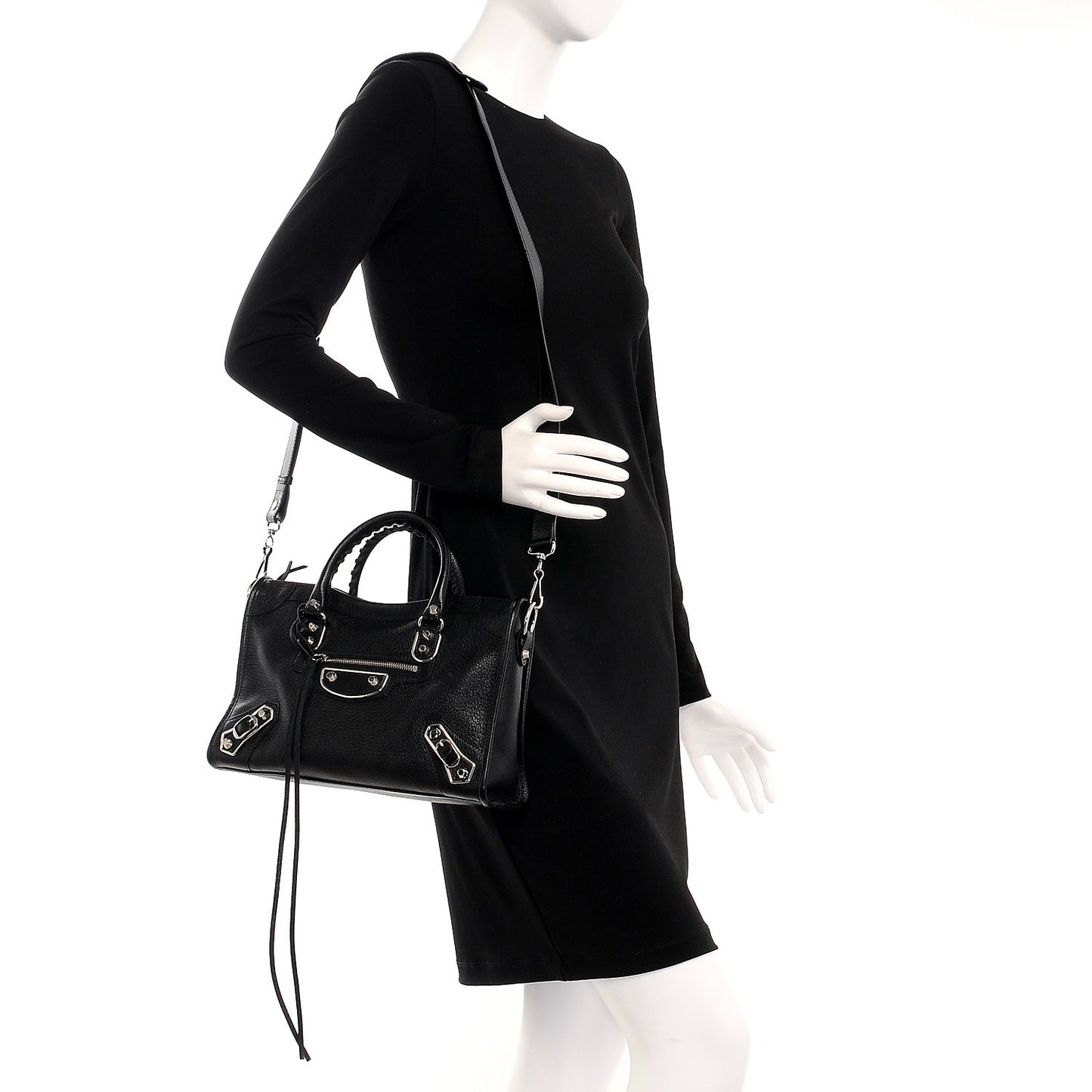 Chevre Silver Metallic Edge Hardware S City Black