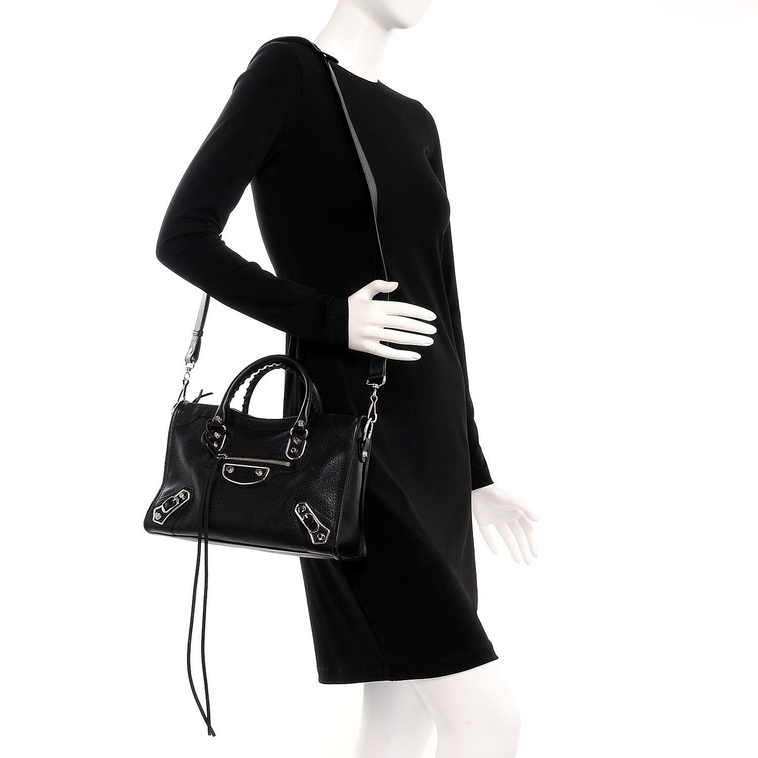 Balenciaga Chevre Silver Metallic Edge Hardware S City Black 2 of 8
