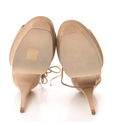 Saint Laurent Suede Lou Tribute 105 Lace Platform Sandals 39 Beige 6 of 9