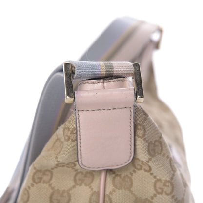 Gucci Monogram Web Medium Half Moon Hobo Blue Pink 13 of 17