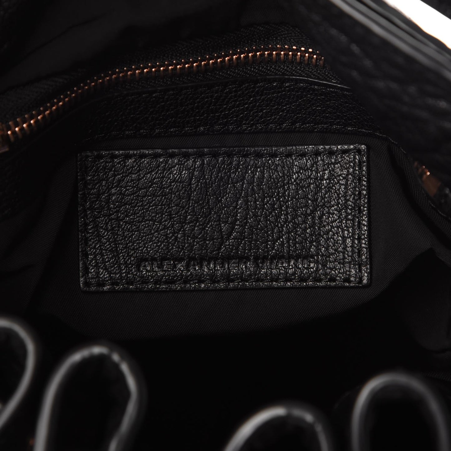 Pebbled Lambskin Diego Bucket Drawstring Bag Black Rose Gold Hardware