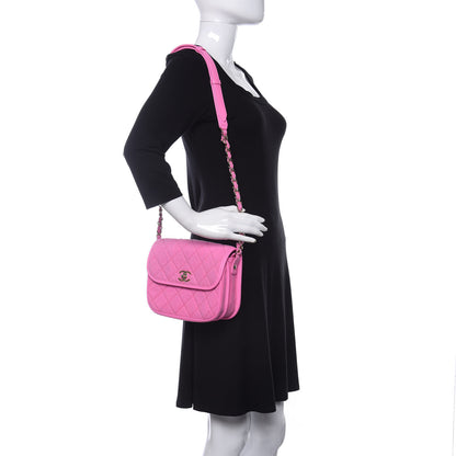 Chanel Denim Quilted Small Messenger Flap Neon Pink 2 of 10