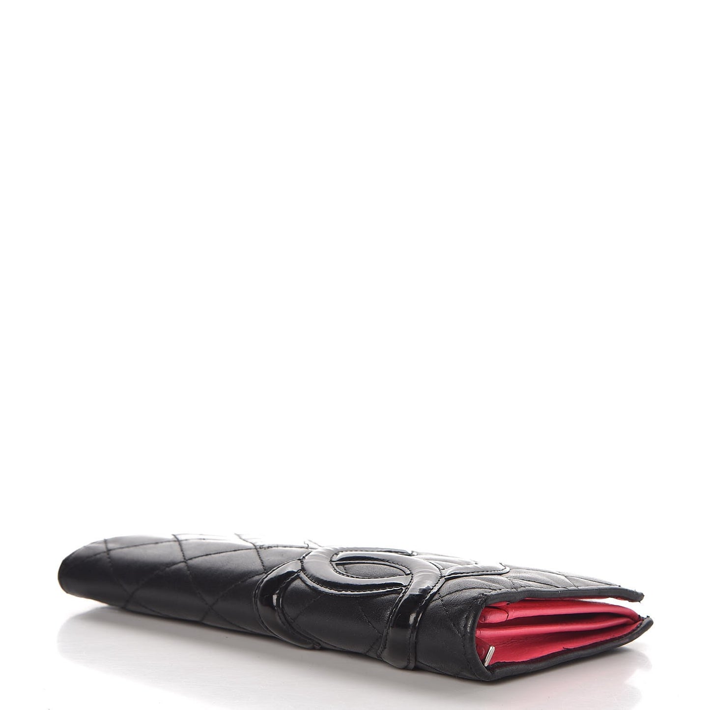 Calfskin Quilted Cambon Yen Wallet Black