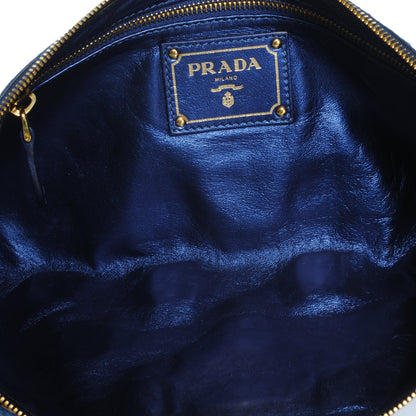 Prada Metallic Snakeskin Jeweled Clutch Denim 6 of 8