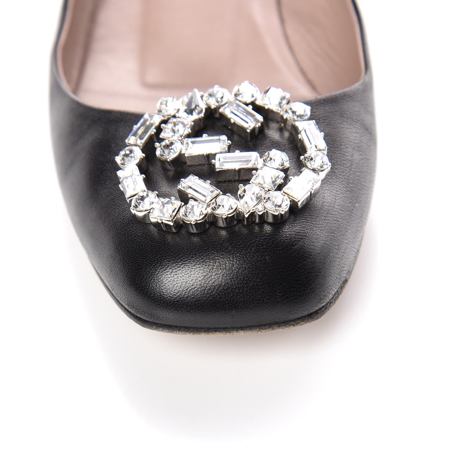 Gucci Nappa Crystal Interlocking G Low Heel Pumps 38 Black 13 of 14