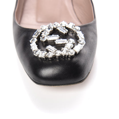 Gucci Nappa Crystal Interlocking G Low Heel Pumps 38 Black 13 of 14