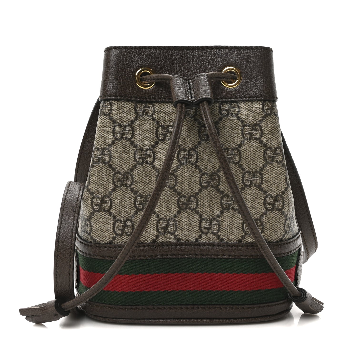 GG Supreme Monogram Web Mini Ophidia Bucket Bag Brown