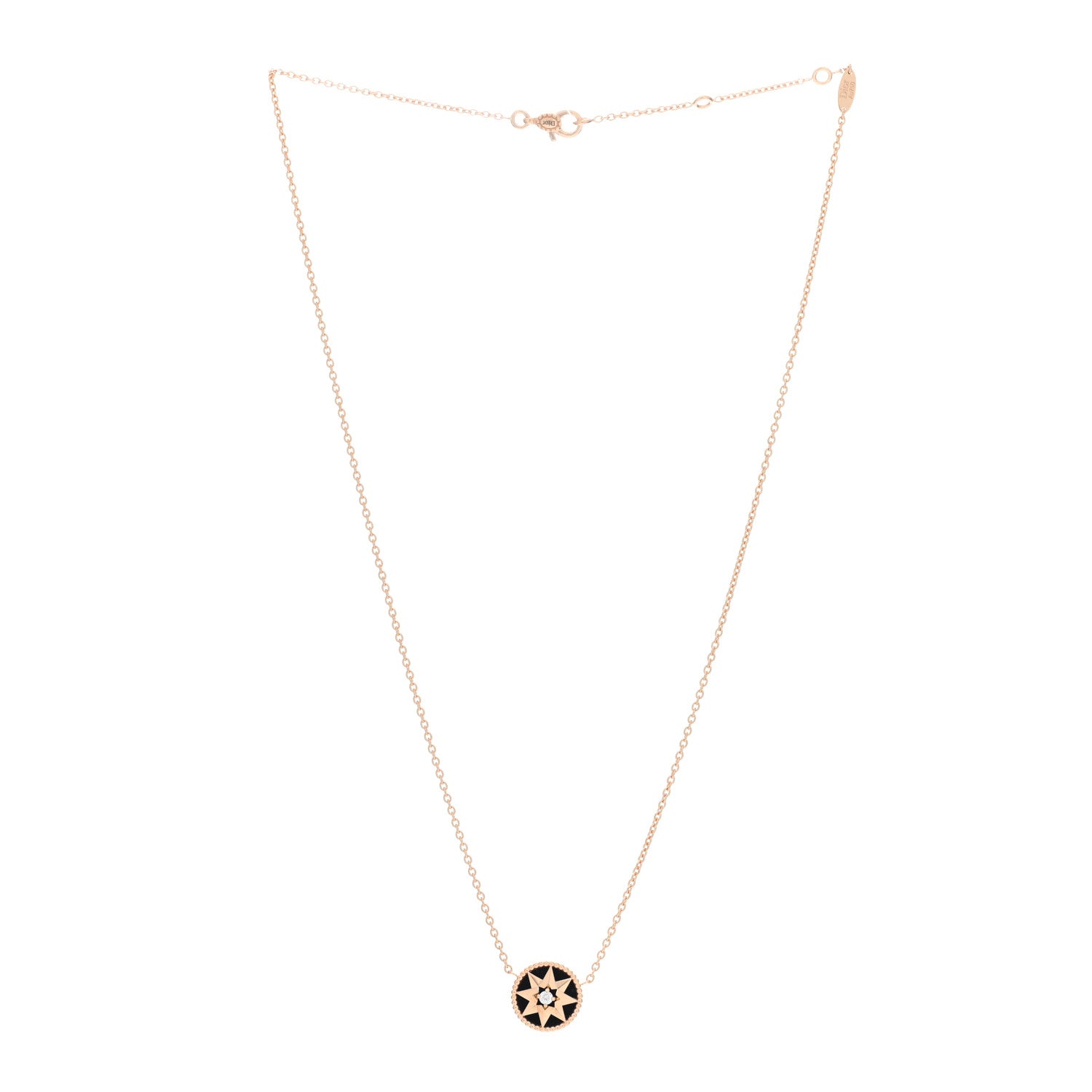 Christian Dior 18K Rose Gold Diamond Black Onyx Rose Des Vents Necklace 3 of 5