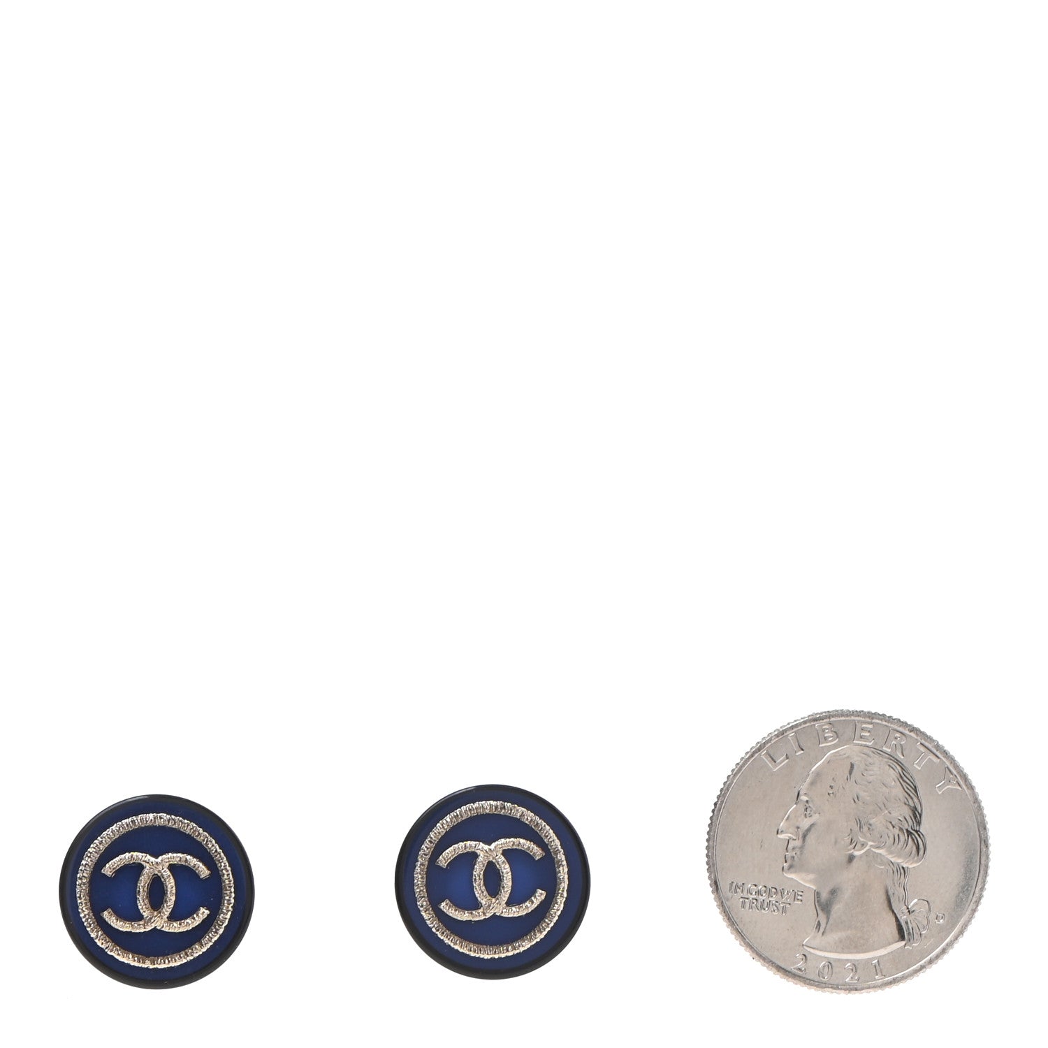 Chanel Resin CC Round Earrings Blue 2 of 4