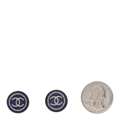 Chanel Resin CC Round Earrings Blue 2 of 4