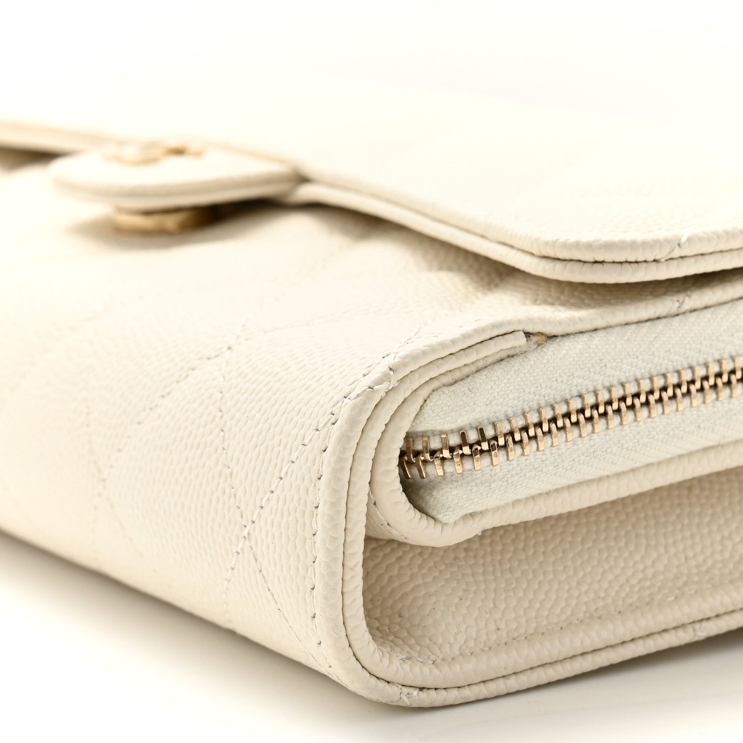 Chanel Caviar Quilted Phone Holder Wallet on Removable Chain White 13 of 13