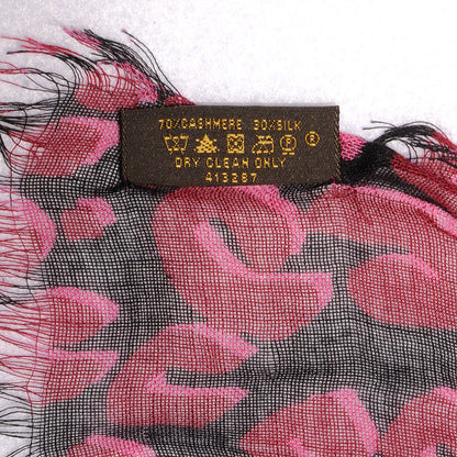 Louis Vuitton Cashmere Silk Leopard Stole Rose Pop 5 of 5