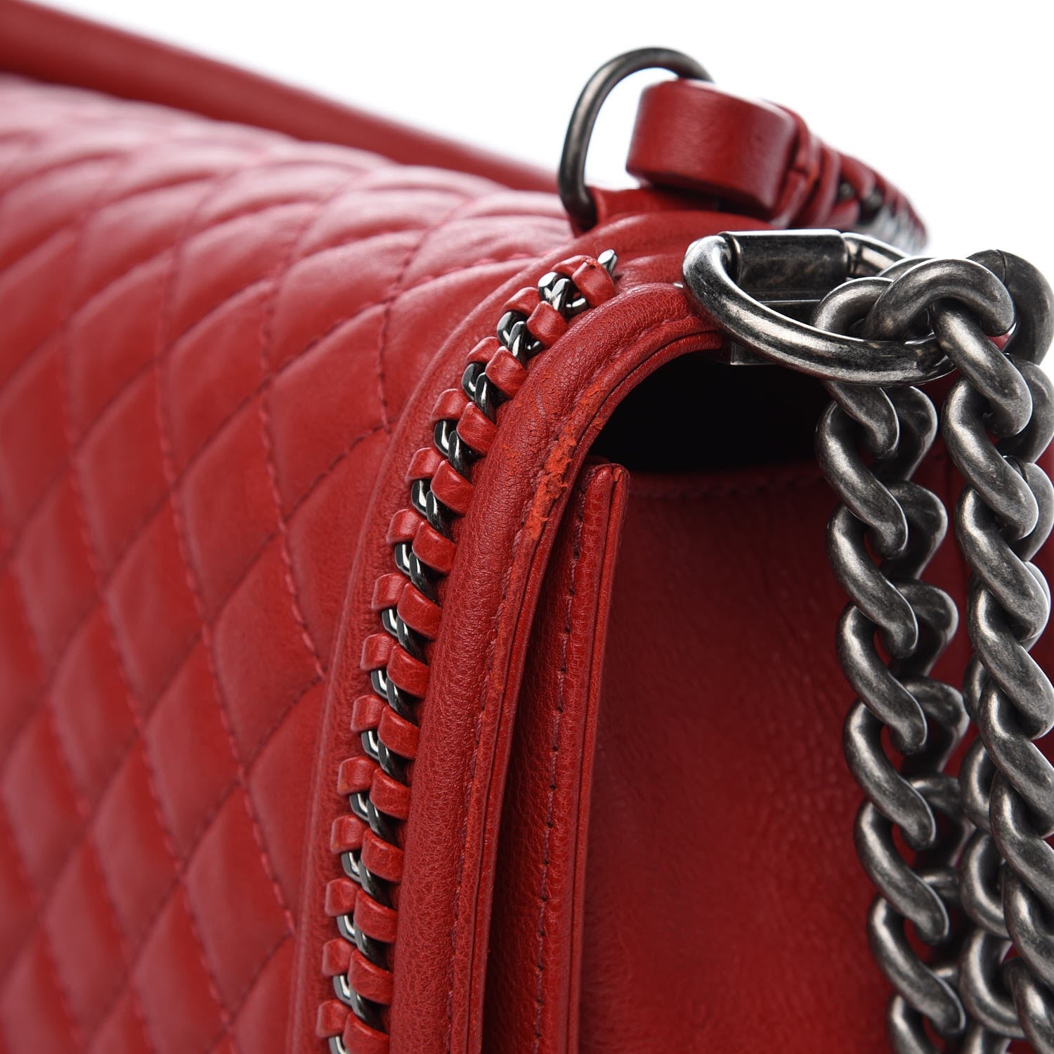 Chanel Calfskin Quilted New Medium Boy Top Handle Flap Red 10 of 10