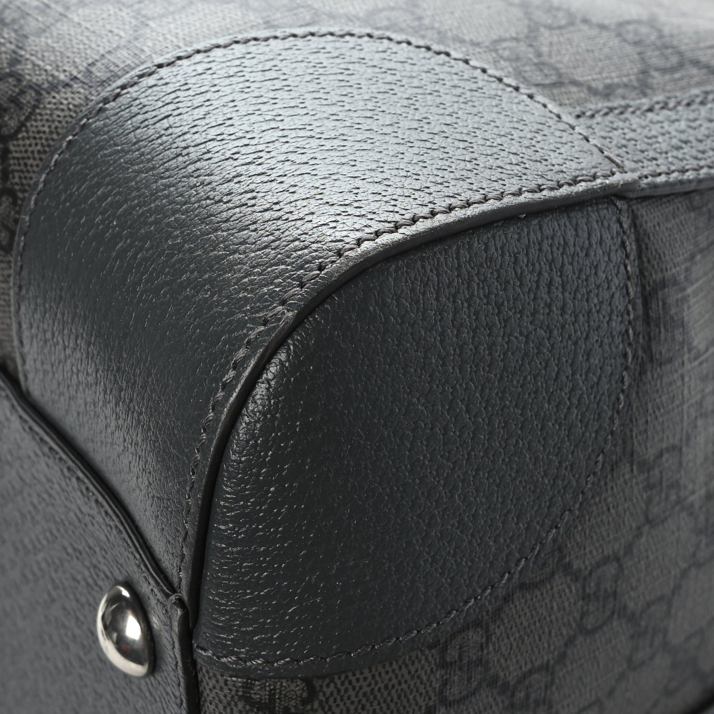 GG Supreme Monogram Textured Dollar Calfskin Large Savoy Duffle Bag Grey Black Graphite Grey