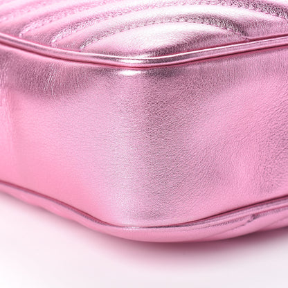 Saint Laurent Metallic Calfskin Matelasse Monogram Lou Camera Bag Vegas Pink 10 of 11