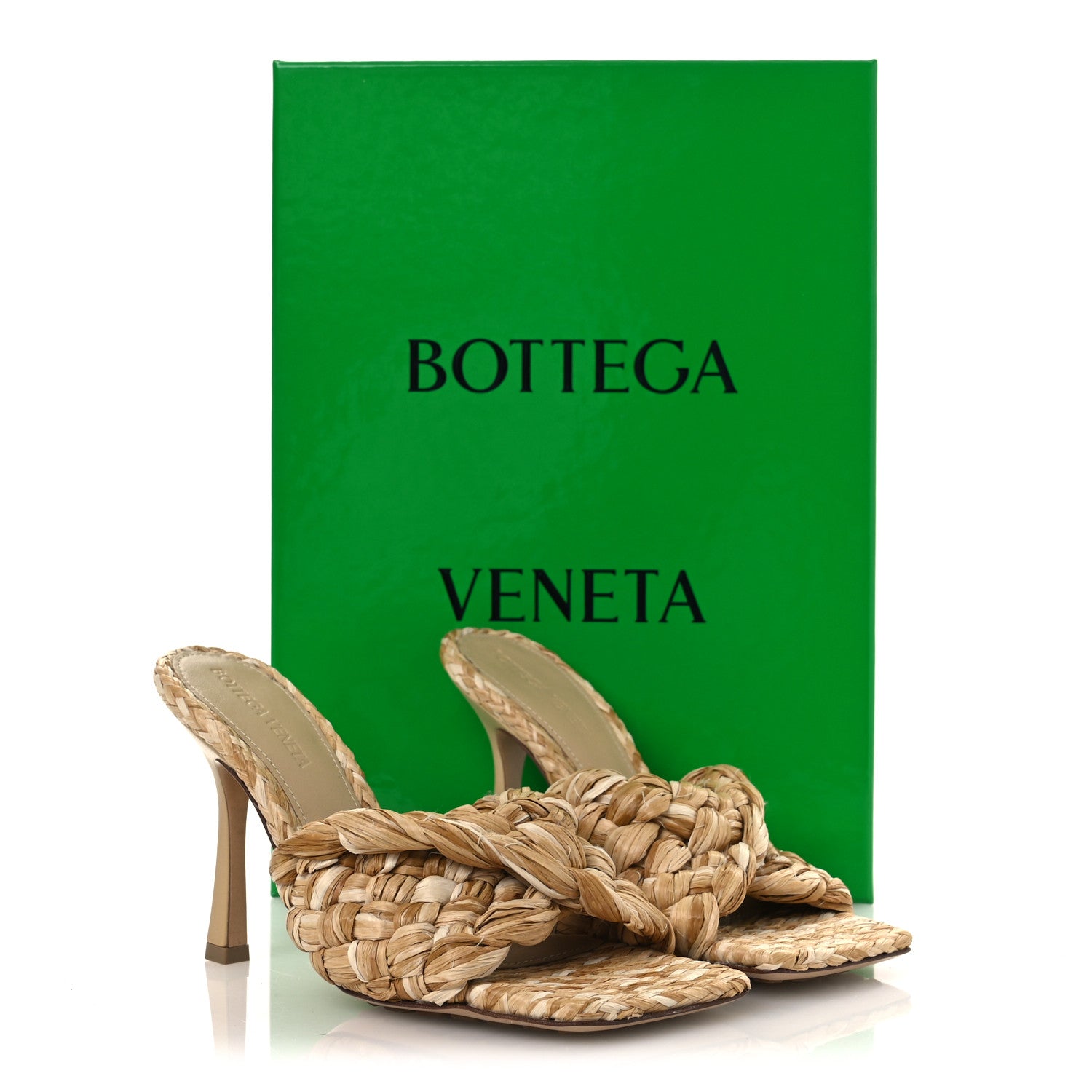 Bottega Veneta Raffia Twisted Intrecciato Stretch Mule Sandals 36