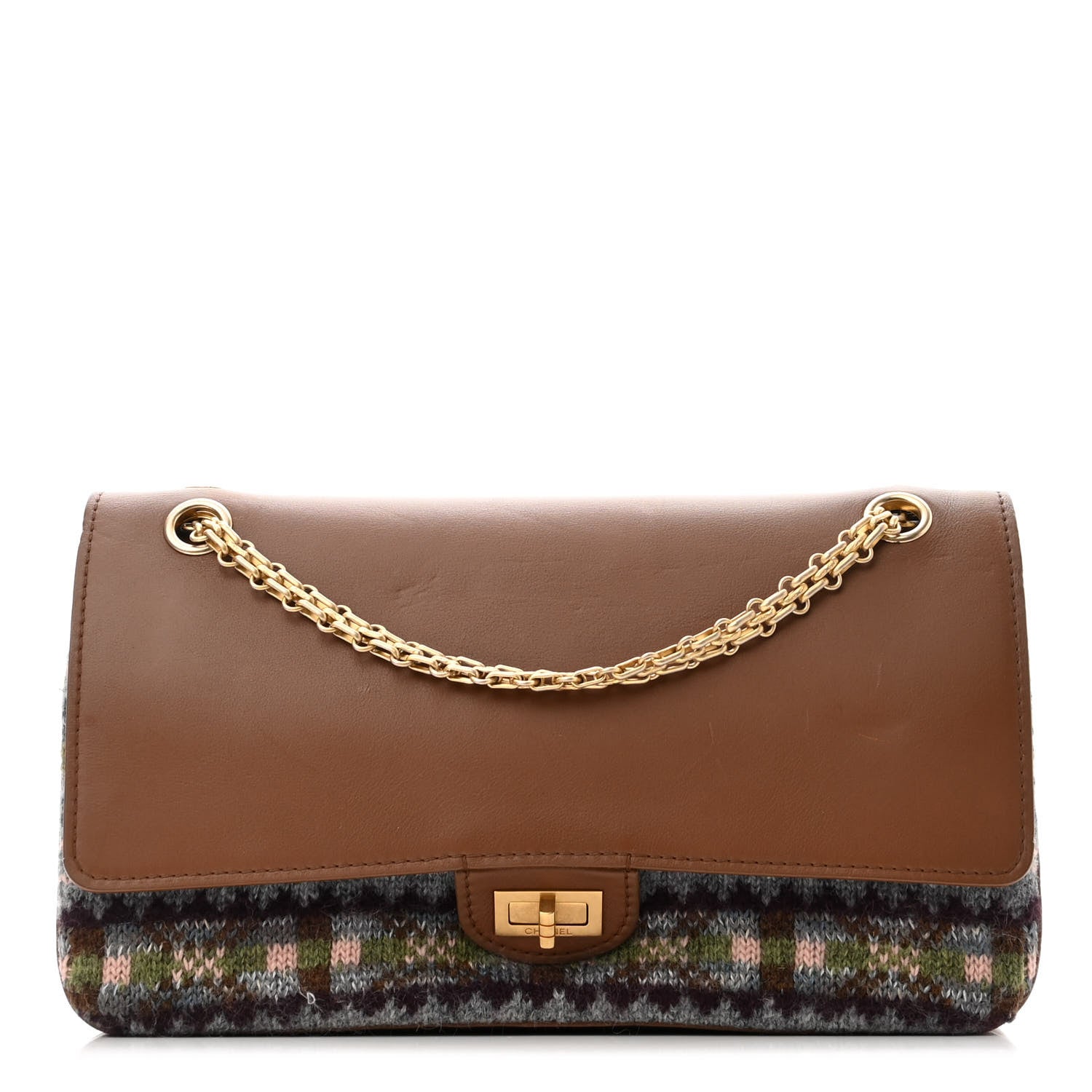 Chanel Smooth Calfskin Knit Nude 2.55 Reissue 226 Flap Brown 1 of 10