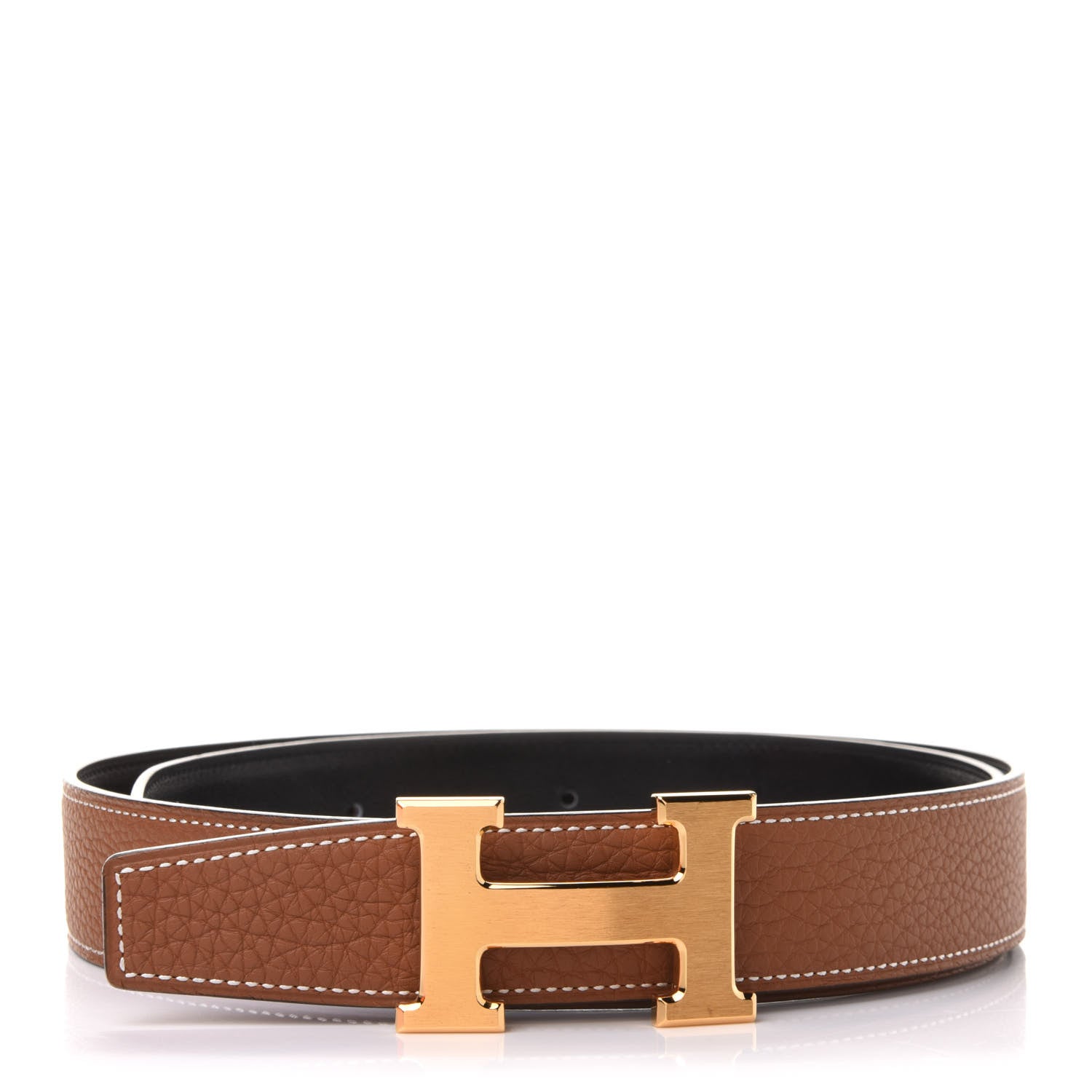Hermes Swift Togo 32mm H Belt 90 Black Gold 1 of 7
