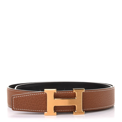 Hermes Swift Togo 32mm H Belt 90 Black Gold 1 of 7