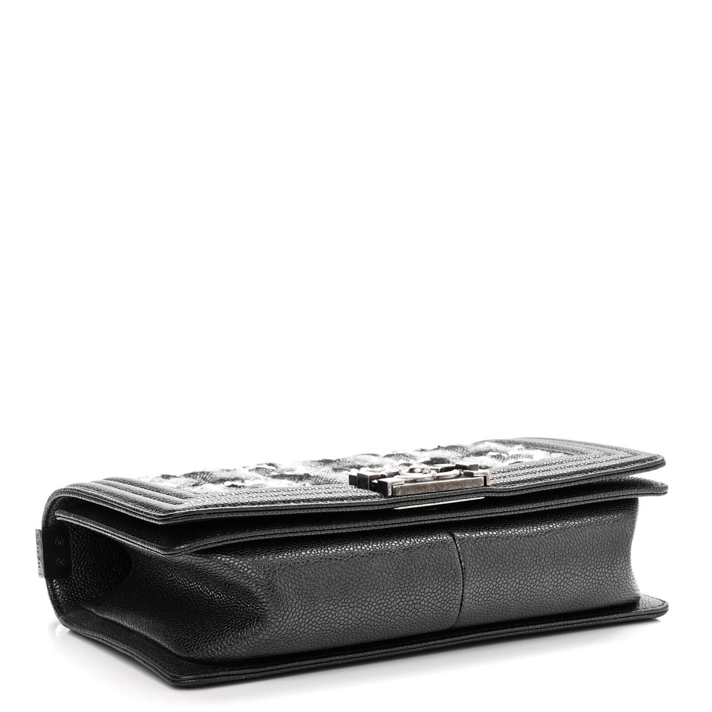 Caviar Tweed Quilted Medium Boy Flap Grey