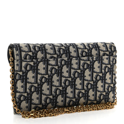 Christian Dior Oblique Saddle Chain Long Wallet Blue 3 of 12