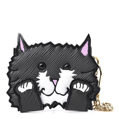 Louis Vuitton Epi Grace Coddington Catogram Calfskin Cat Card Holder Black 2 of 12