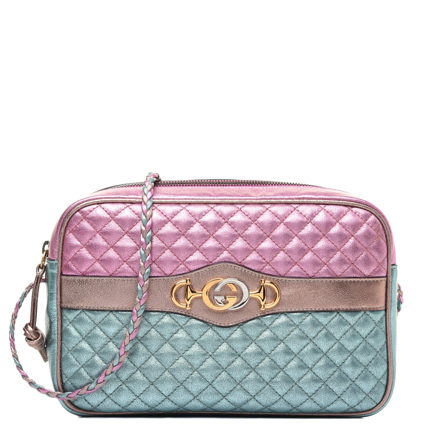 Gucci Laminated Nappa Trapuntata Small Zumi Shoulder Bag Rosa Lago Rame 1 of 14