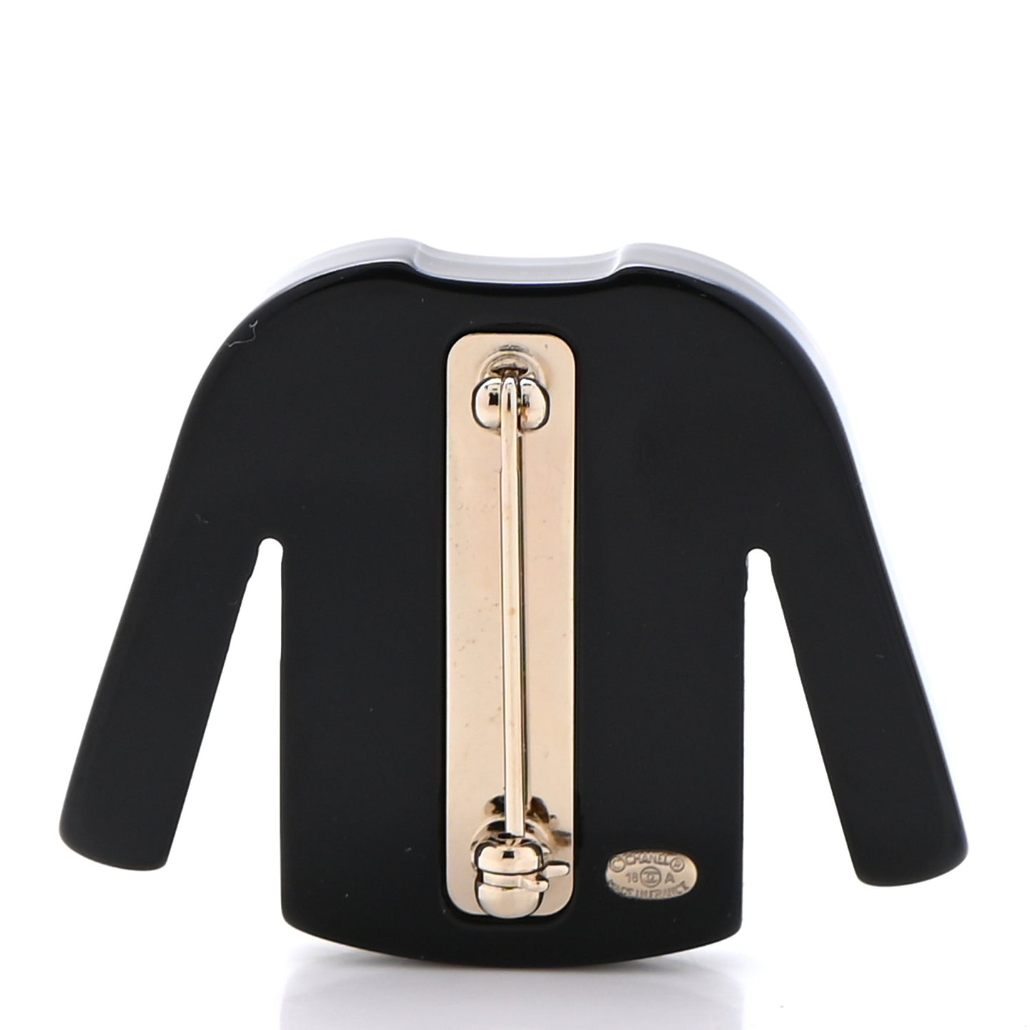 Resin Sweater CC Brooch Black White