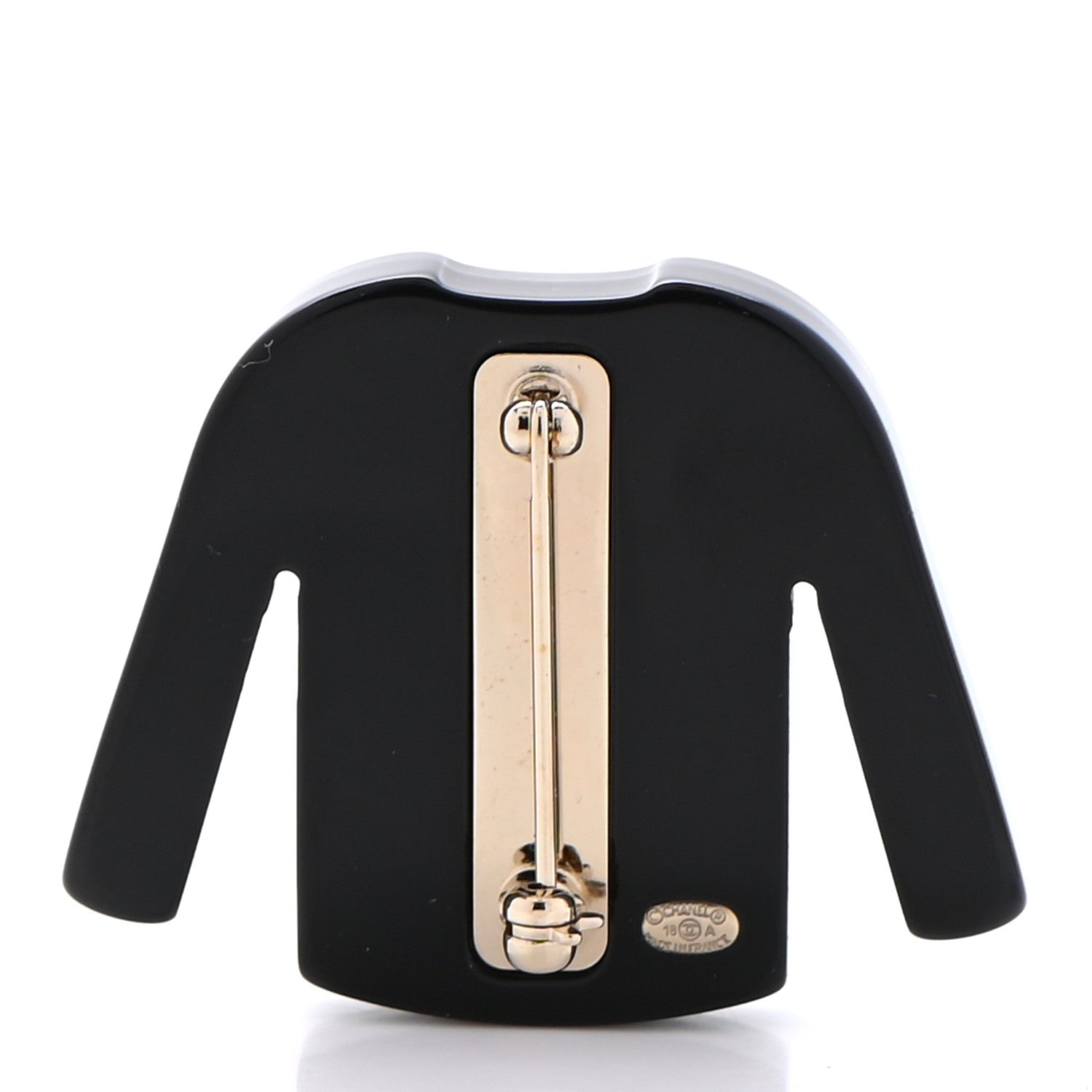 Chanel Resin Sweater CC Brooch Black White 3 of 5