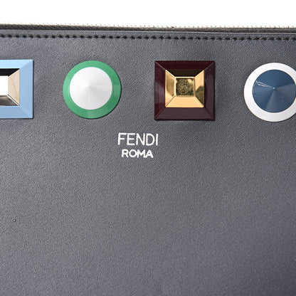 Fendi Vitello Liberty Studded Zip Pouch Asfalto Multicolor 8 of 8