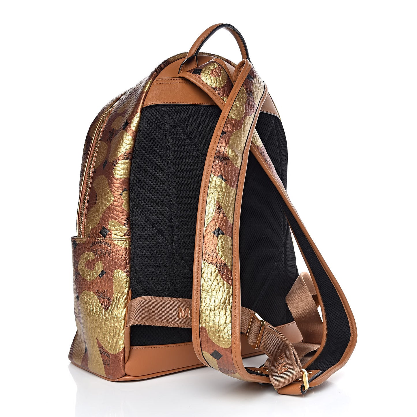 Metallic Visetos Leopard Print Small Stark Backpack Cognac
