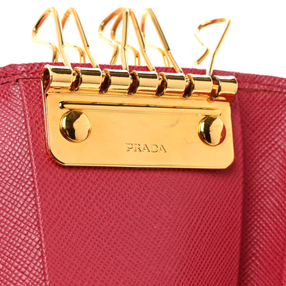 Prada Saffiano Fiocco Bow Metal 6 Key Holder Peonia 6 of 8