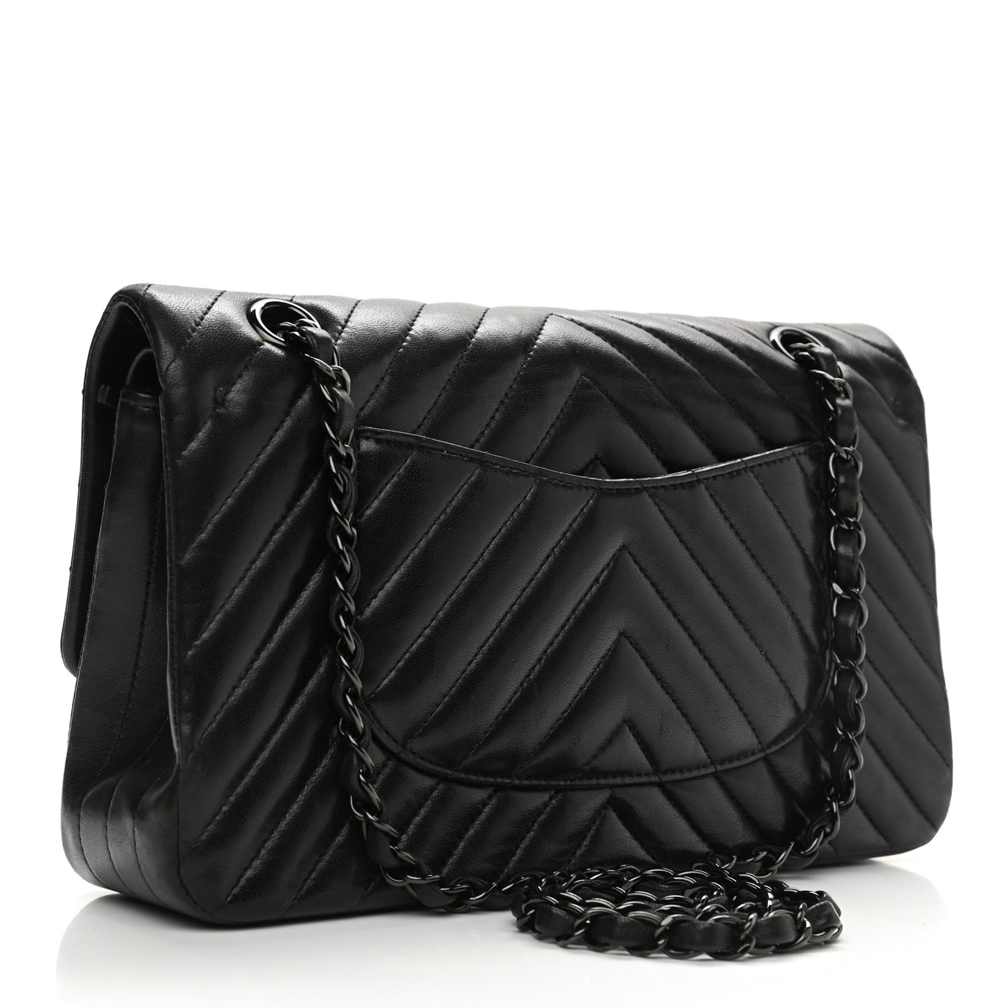 Lambskin Chevron Quilted Medium Double Flap So Black