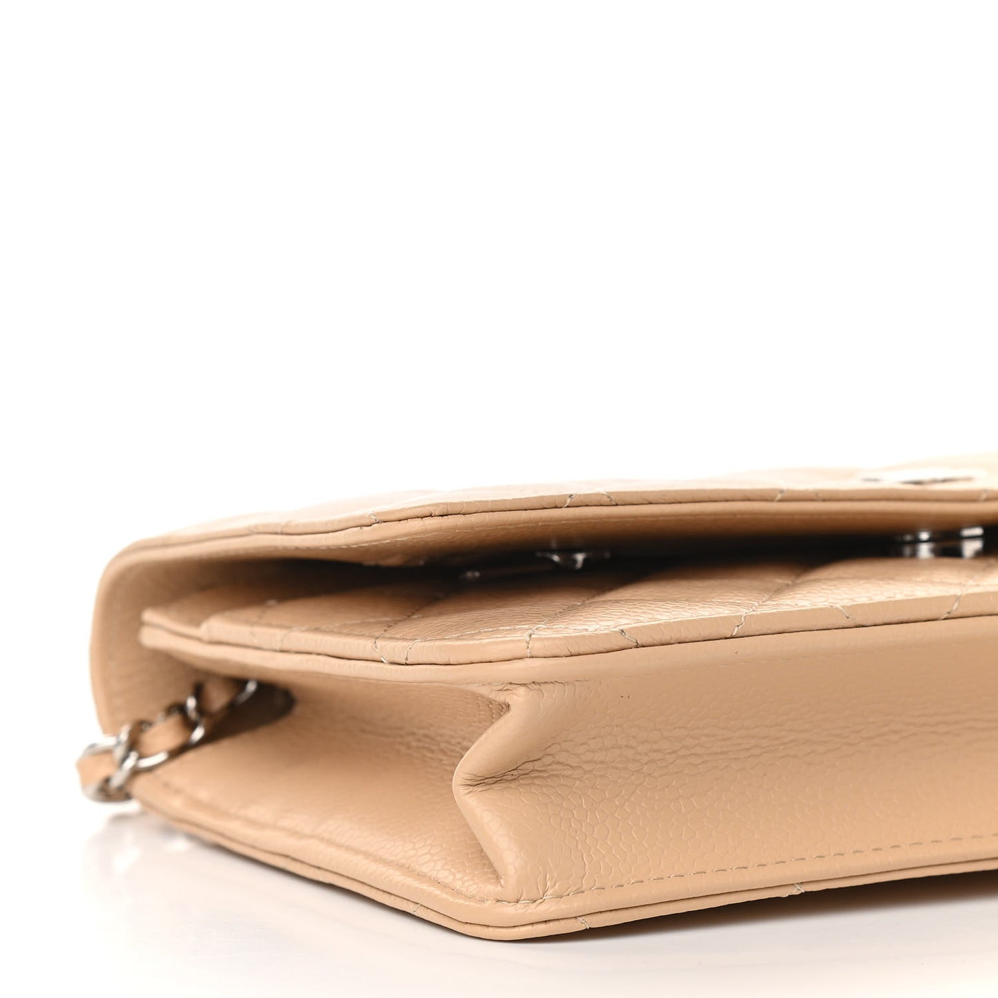 Caviar Quilted Wallet On Chain WOC Beige