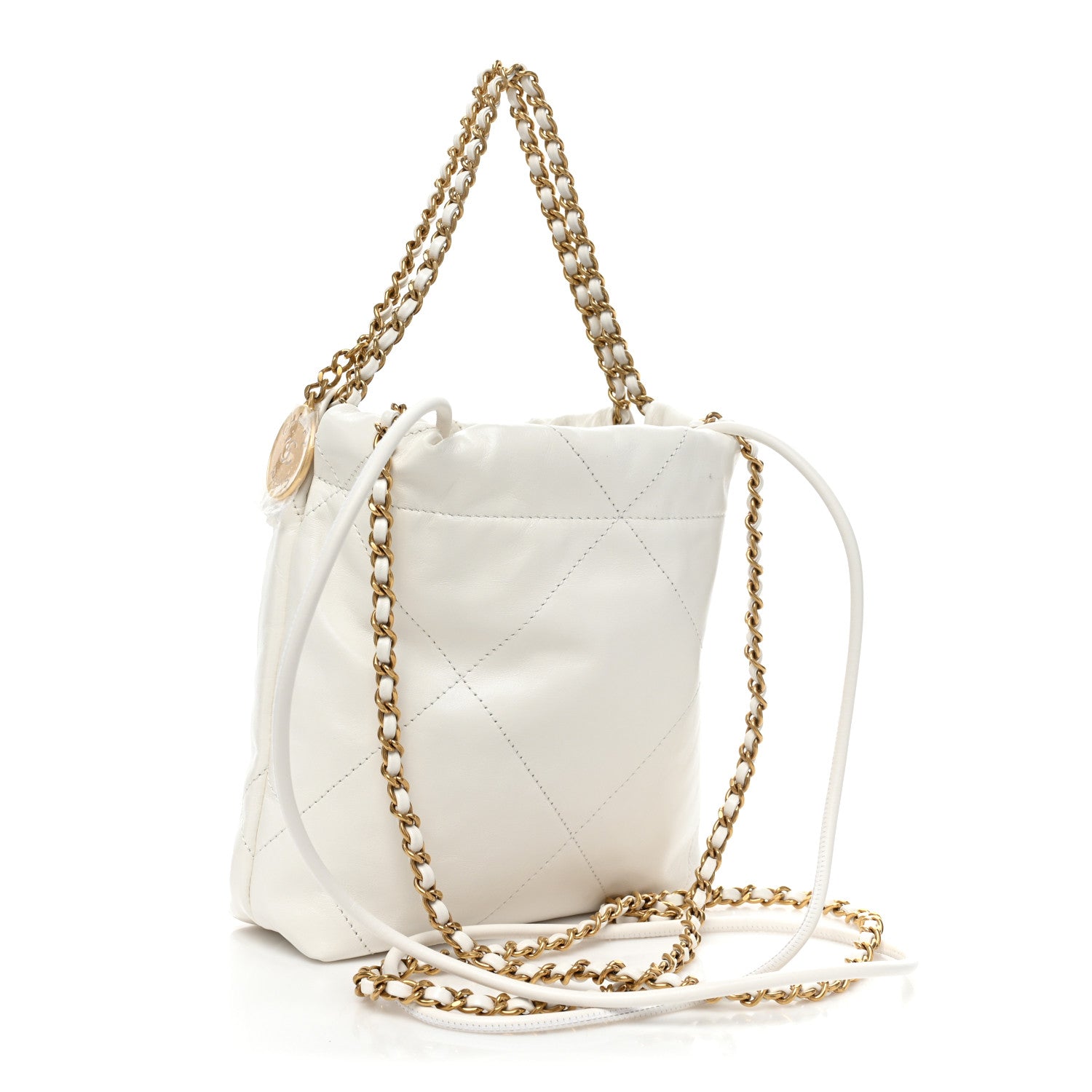 Chanel Shiny Calfskin Quilted Mini Chanel 22 White 3 of 10